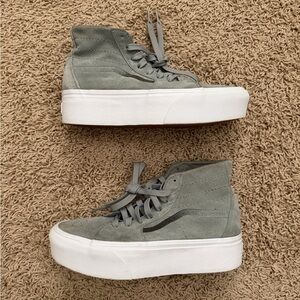 Vans Sk8-Hi Tapered Stackform Shadow Green Womens 8 Leather Platform Sneaker